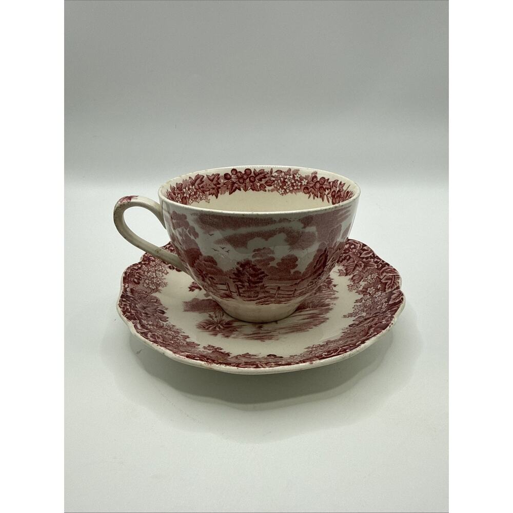 J & G Meakin "Romantic England" teacup and saucer set